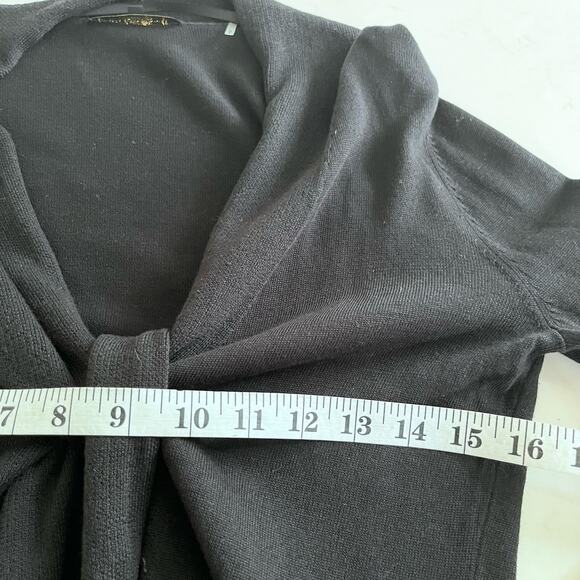 Kobi Halperin Black Tie Front Crochet Flare Bell Sleeve Knit Cardigan Size Small - Picture 7 of 9